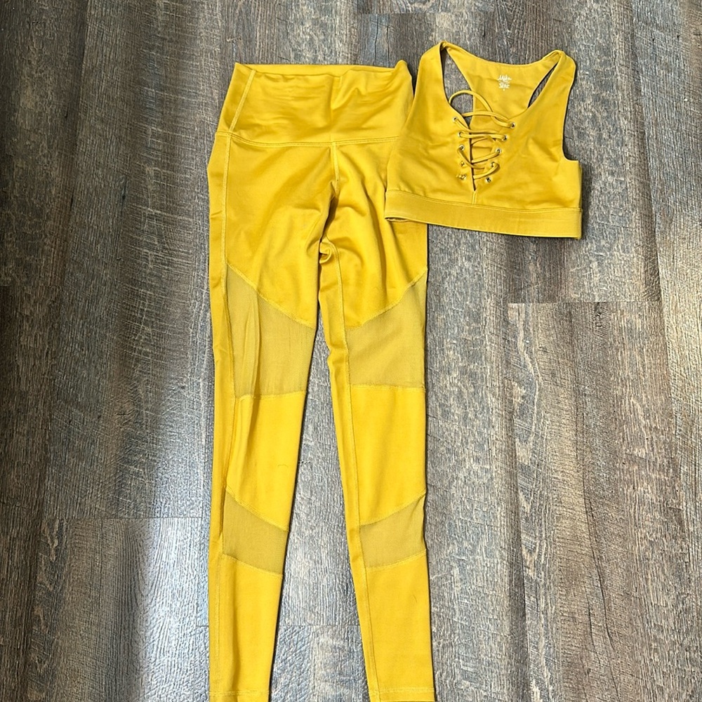 Mika High waisted Yellow Yoga Leggings and Top set